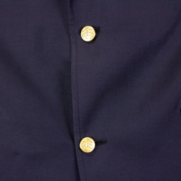 Brooks Brothers Mens 44L Navy Blue Wool Gold Button Blazer Sport Coat
